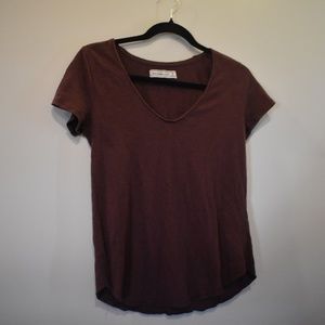 Women's Abercrombie & Fitch Distressed T-Shirt Small Maroon